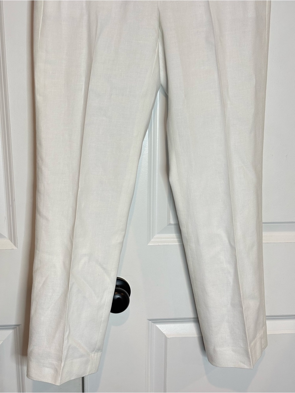 J. Crew Kate White Linen Blend Lined Straight Leg Pants 4 - Picture 4 of 14